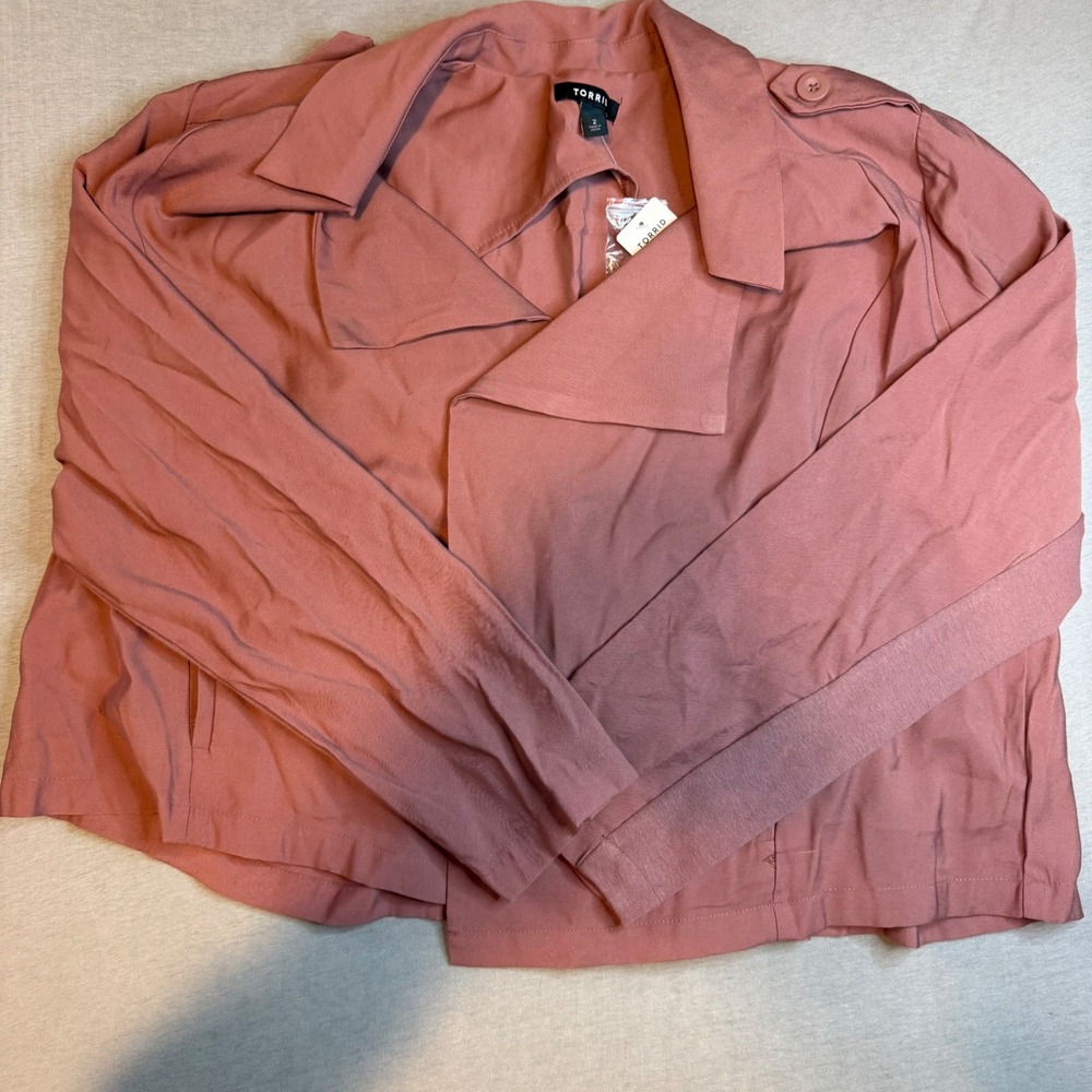 Torrid Brown Drape Front Twill Jacket Mauve 2 2X 11684772 New With Tags
